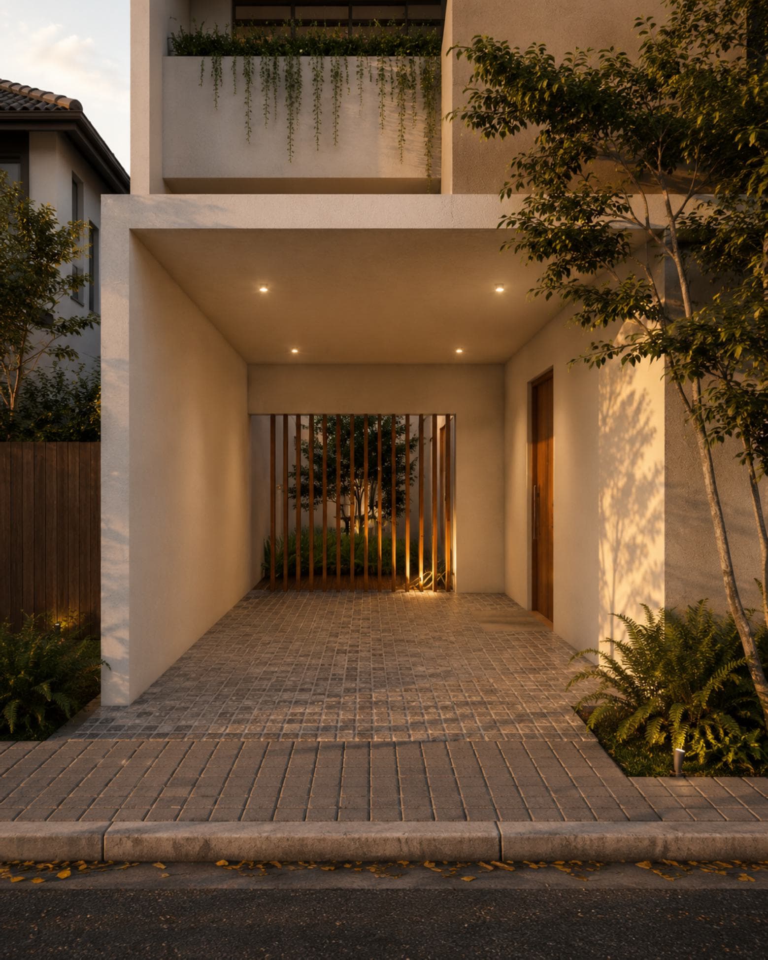 No. 10/10A, Upul Place, Sirimal Uyana — covered carport beneath the upper-floor overhang