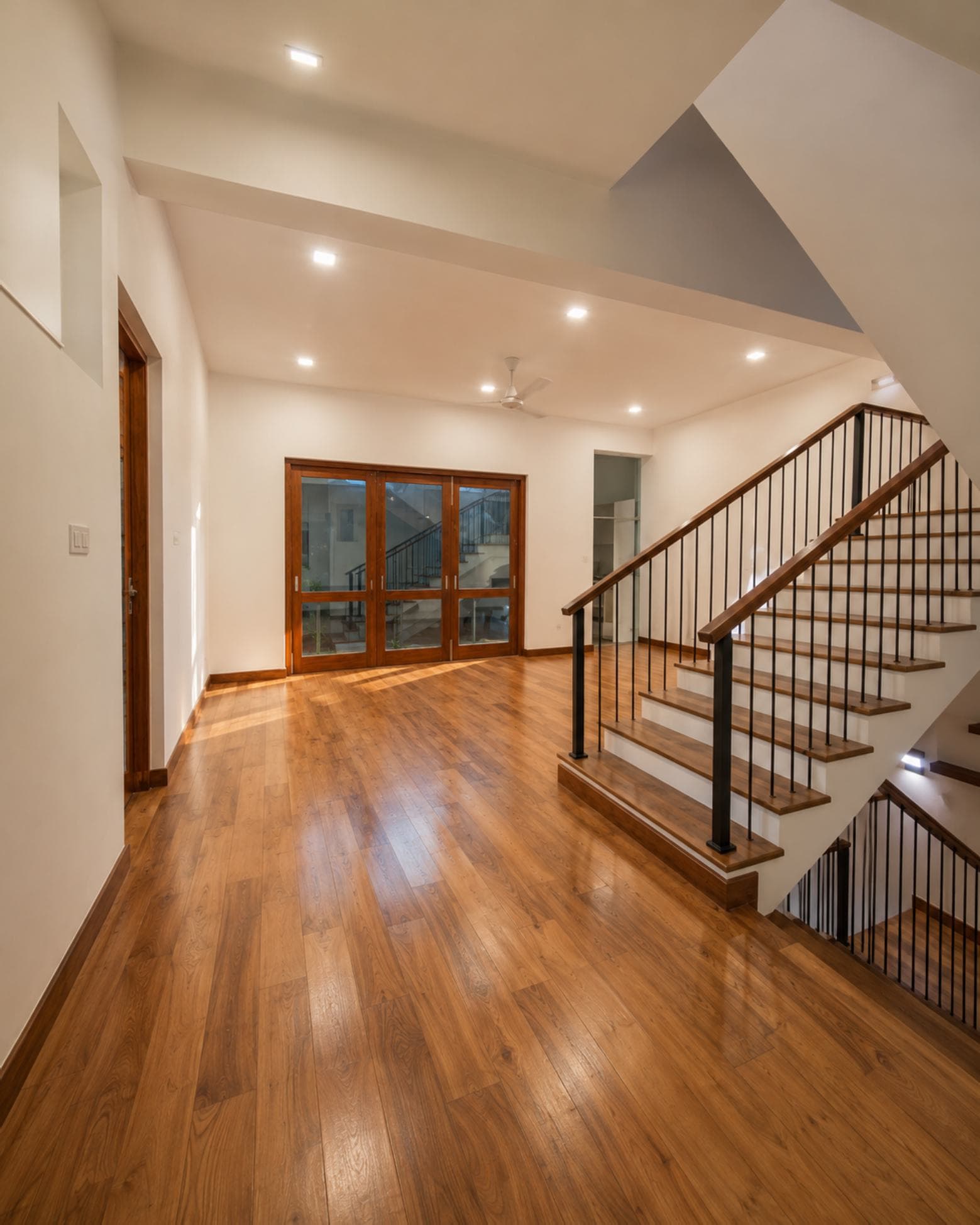 No. 47, Mallikarama Road, Ratmalana — open living area on timber flooring beside the stair