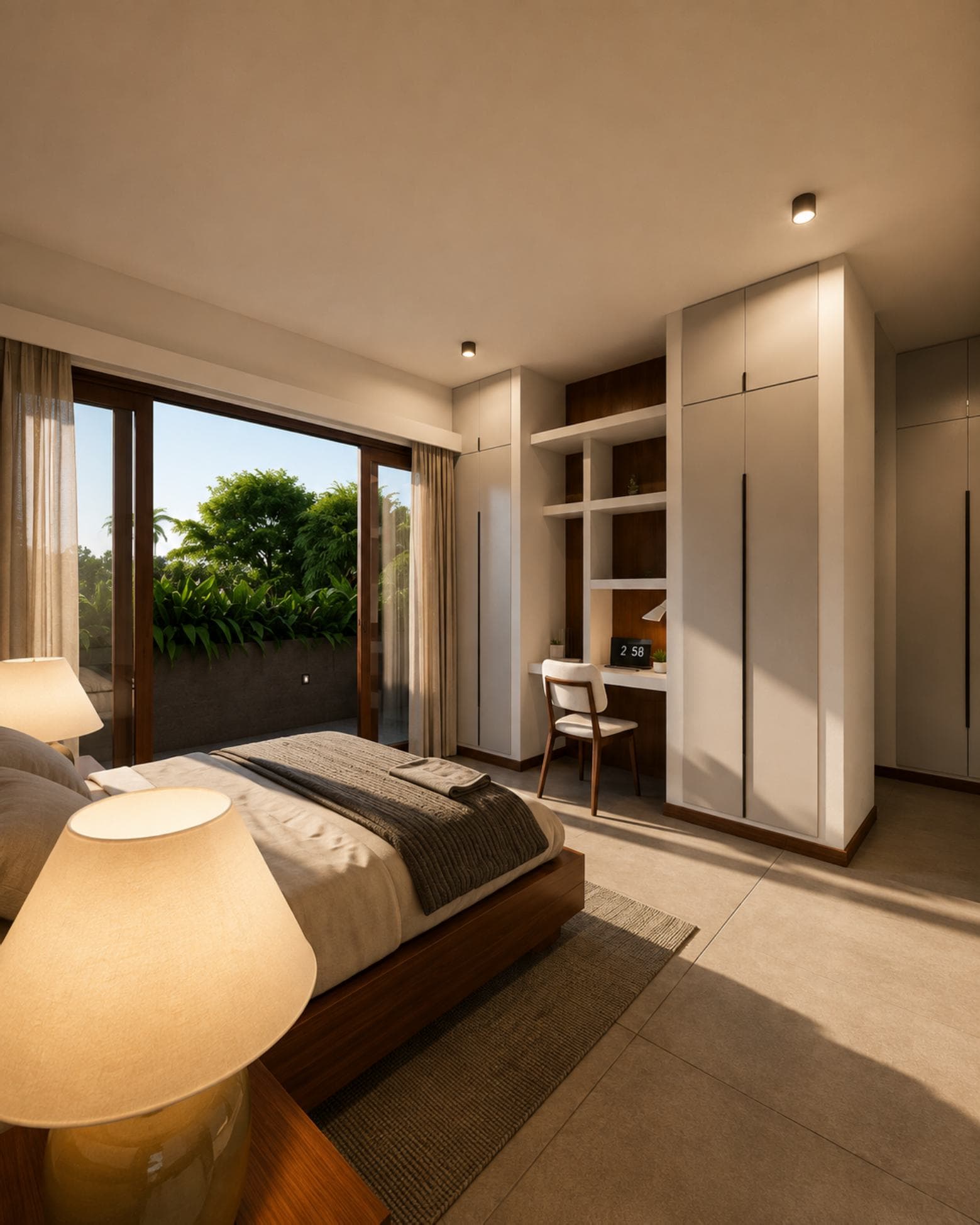 No. 5, Bovita Place, Dehiwala-Mount Lavinia — bedroom with built-in wardrobes and study nook