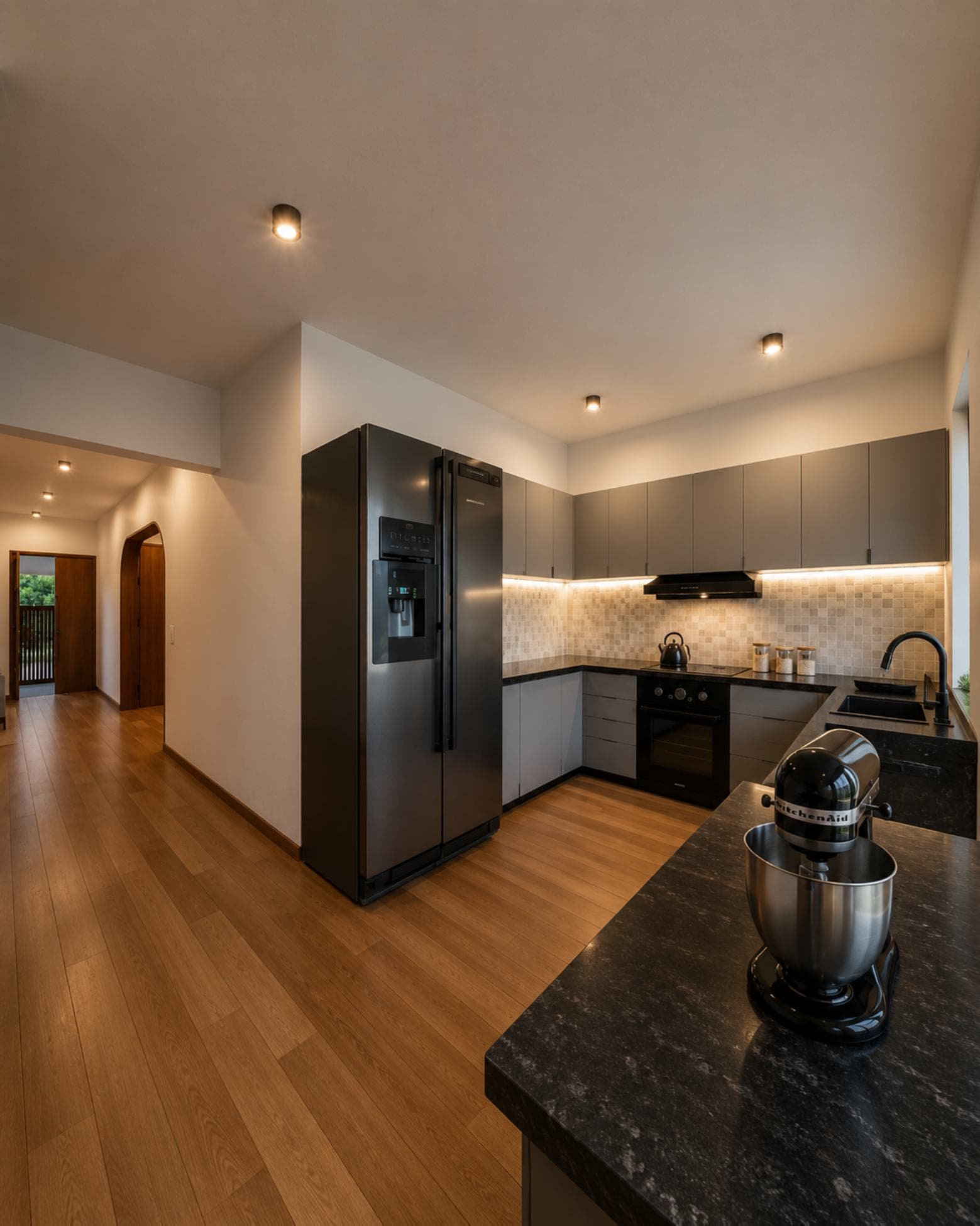 No. 5, Bovita Place, Dehiwala-Mount Lavinia — kitchen and hallway, stone-topped counters