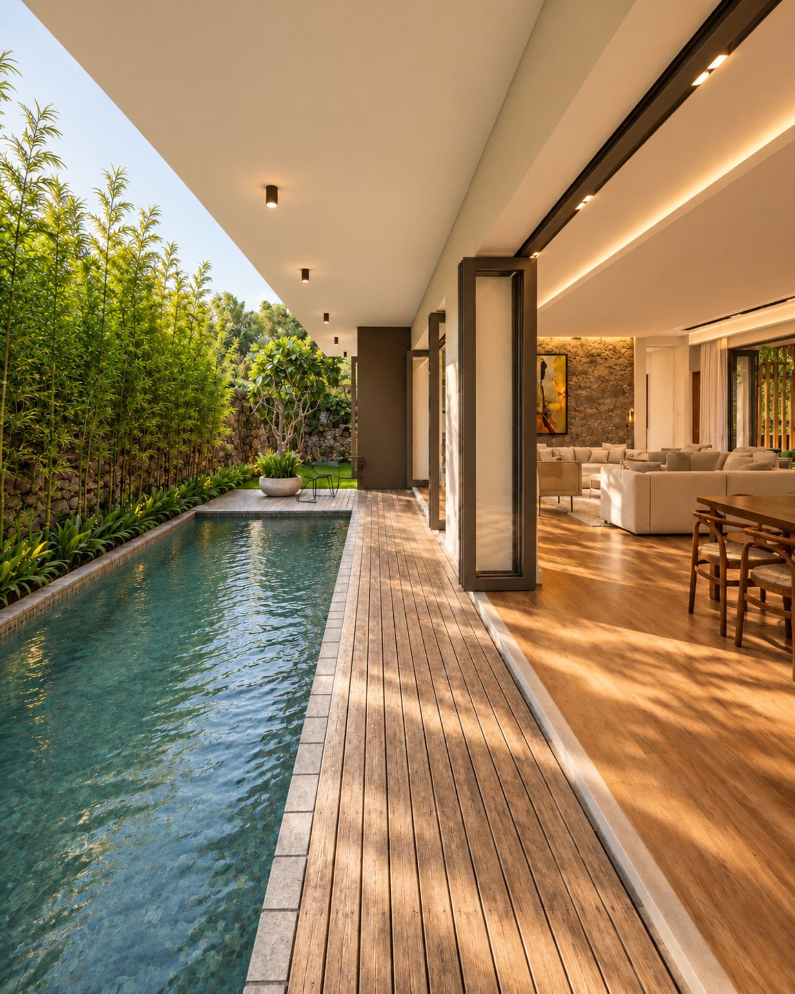 Templers Road 60/1, Mount Lavinia — lap pool and timber deck alongside the open living areas