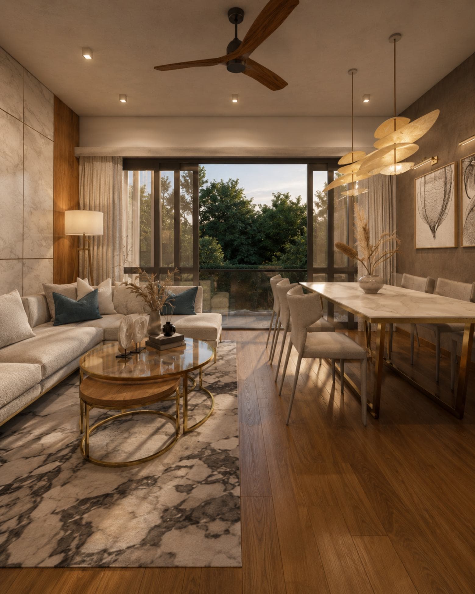 Vivienda, De Seram Road, Mount Lavinia — living and dining opening onto the balcony