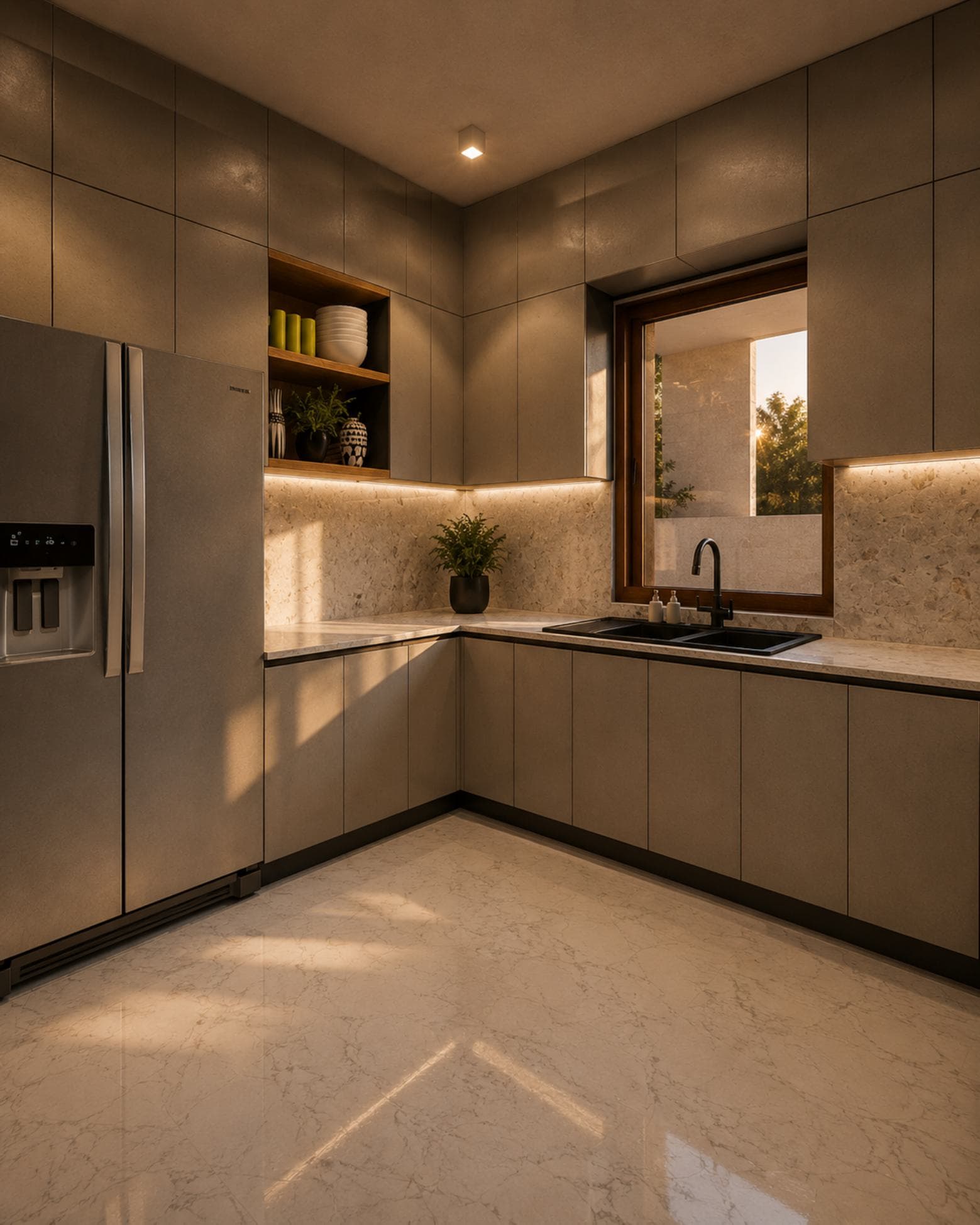 Vivienda, De Seram Road, Mount Lavinia — kitchen corner with garden window over the sink
