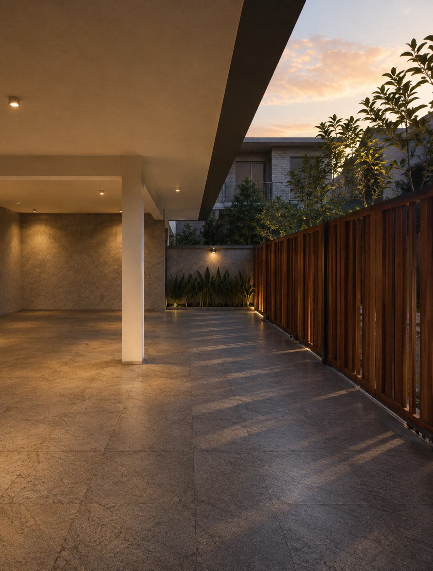 Vivienda, De Seram Road, Mount Lavinia — covered parking at ground floor behind the timber street gate